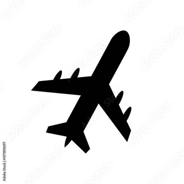 Fototapeta Airplane icon in flat style, plane vector icon 