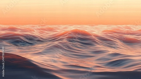Fototapeta Ocean, Waves, Landscape, Nature, Blue, Sea, Sky serene panoramic view with rolling surf and coastal horizon new beautiful stock image illustration AI