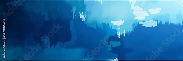 Obraz Abstract blue background with brush strokes and textures in various shades of blue.