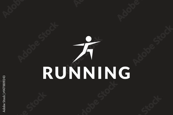 Fototapeta simple running silhouette logo design, logo icon vector illustration
