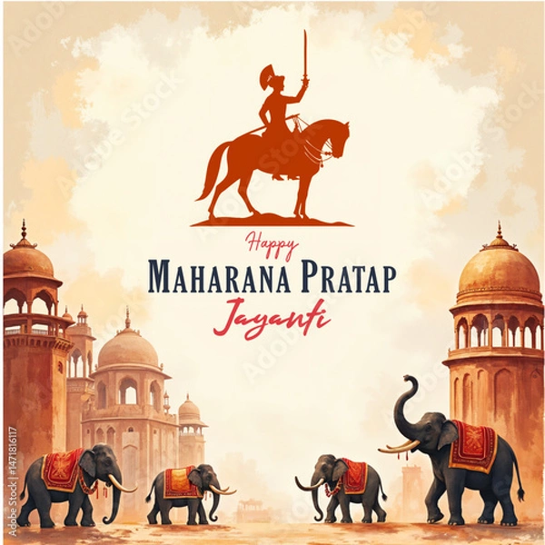 Fototapeta Happy Maharana Pratap Jayanti Social Media Post Design Template

