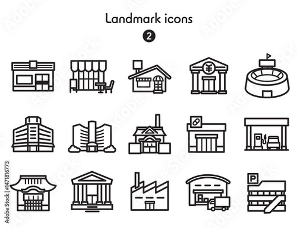 Fototapeta シンプルアイコン集 地図