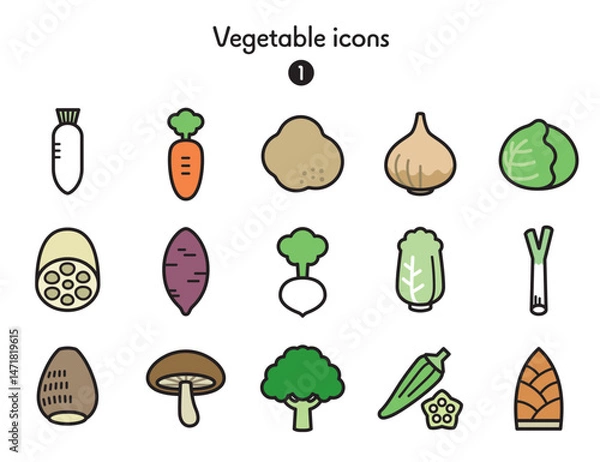 Fototapeta シンプルアイコン集 野菜