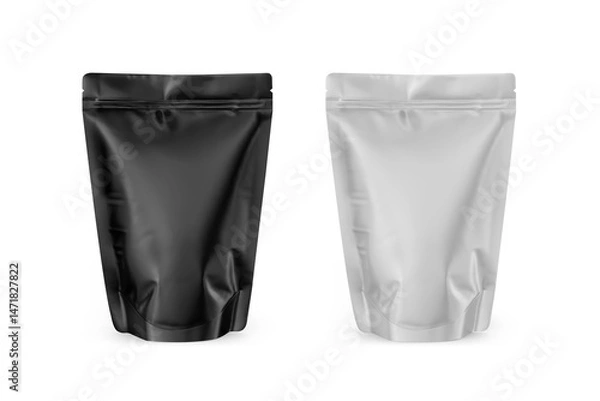 Fototapeta Stand Up Pouch Mockup 3D Rendering Isolated on White Background