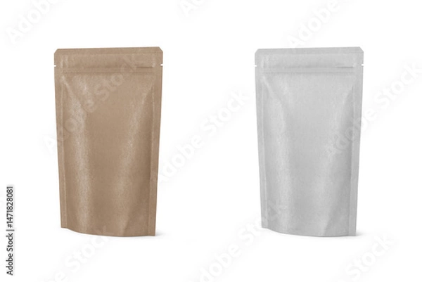 Fototapeta Stand Up Pouch Mockup 3D Rendering Isolated on White Background