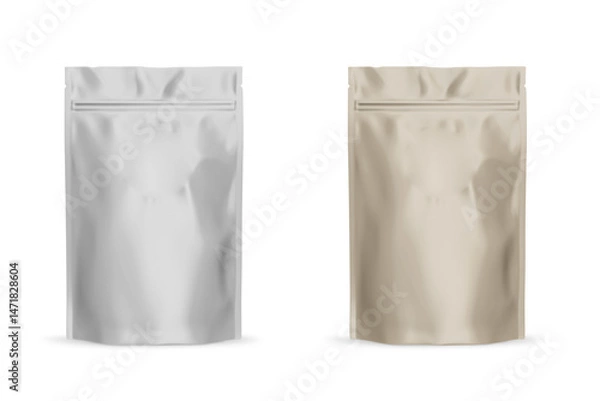 Fototapeta Stand Up Pouch Mockup 3D Rendering Isolated on White Background