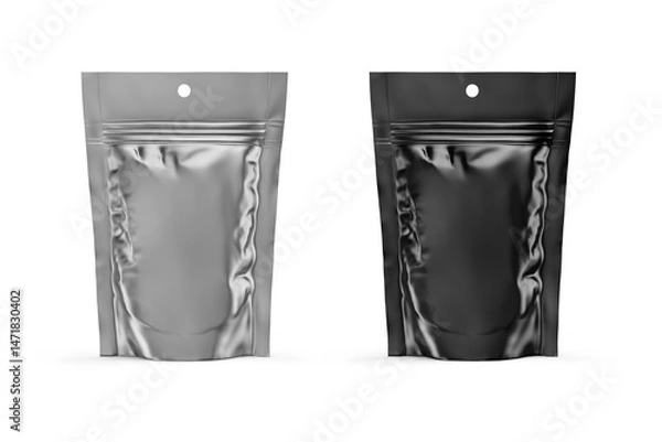 Fototapeta Stand Up Pouch Mockup 3D Rendering Isolated on White Background