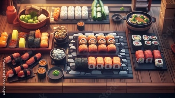 Fototapeta Diverse Sushi Platter