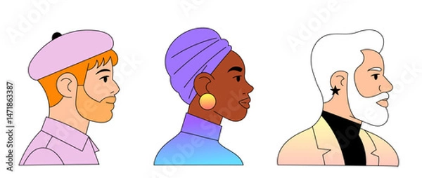 Fototapeta Fashion portrait lineup with diverse and inclusive characters