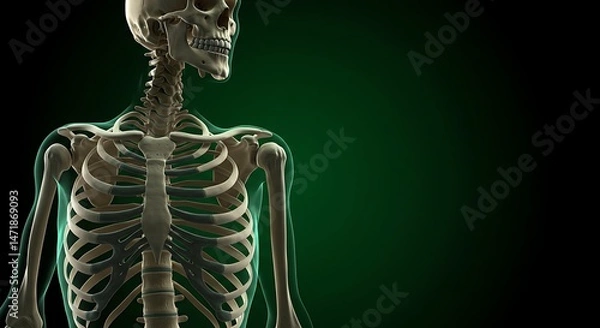 Fototapeta Anatomical Skeleton Illustration on Dark Background