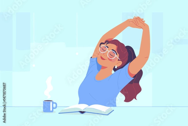 Fototapeta Relaxing during study time with coffee and book