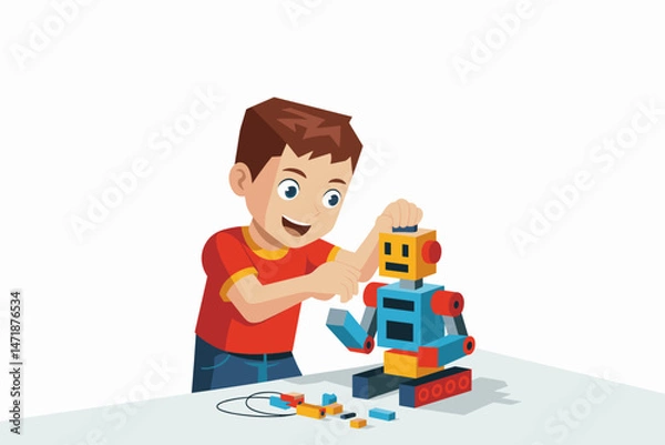 Fototapeta Boy struggling with homework while feeling overwhelmed