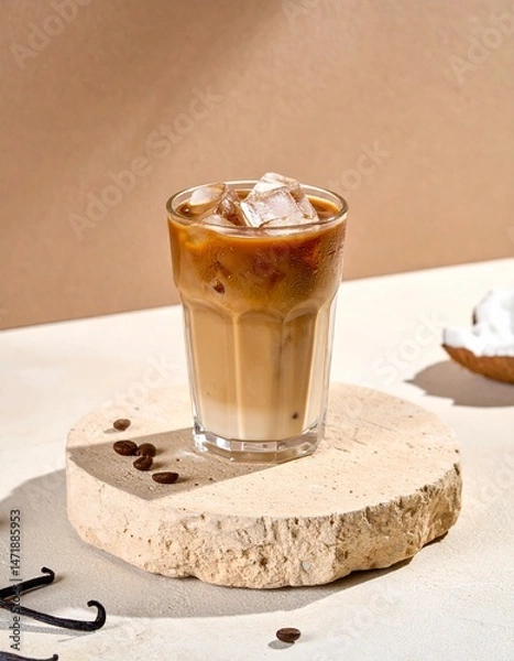 Obraz Iced coffee drinks on a neutral background