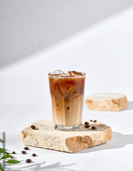 Obraz Iced coffee drinks on a neutral background