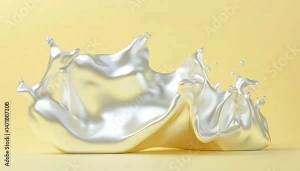 Fototapeta Abstract White Liquid Splash on Yellow Background