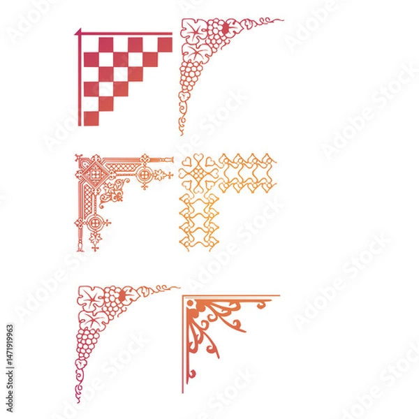 Obraz Elegant Corner Ornament Vector Set – Vintage & Decorative Borders