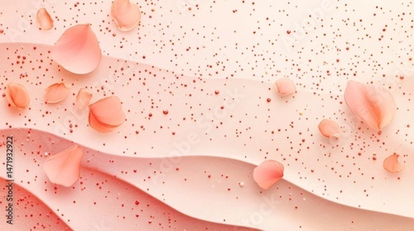 Fototapeta Pointillist-inspired layers in coral pink and pastel peach plain background