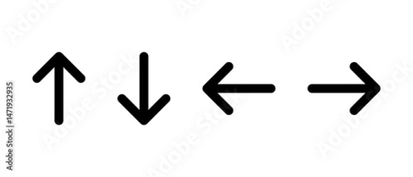 Fototapeta Up, down, left, right arrow icon. Direction arrows sign symbol. Editable stroke