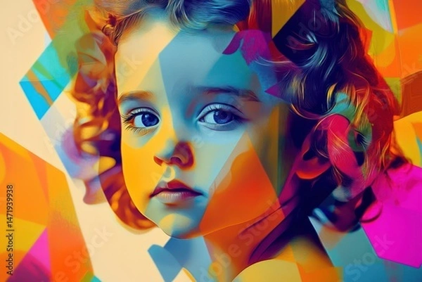 Fototapeta Pop Art Portrait of Child in Bold Colors