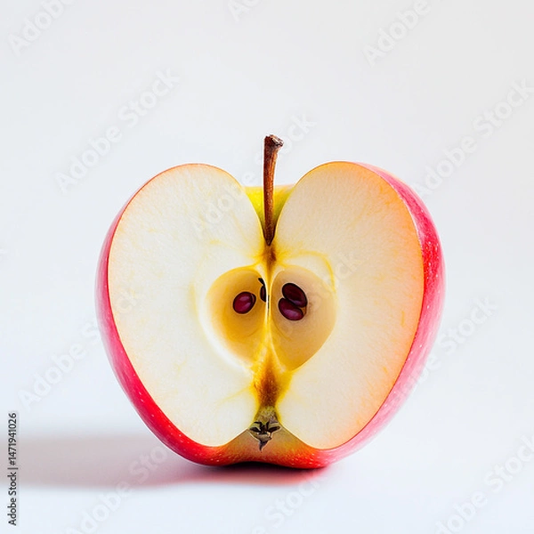 Obraz Juicy Red Apple Sliced in Half  Seeds Visible  Healthy Fruit  Food Photography