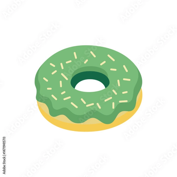 Obraz Green Frosted Donut with Sprinkles Illustration