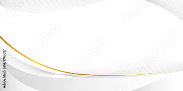 Obraz Elegant Abstract White Background with Golden Curved Lines and Subtle Wave Patterns