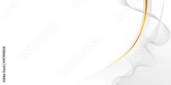 Obraz Elegant Abstract White Background with Golden Curved Lines and Subtle Wave Patterns
