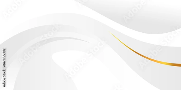 Fototapeta Elegant Abstract White Background with Golden Curved Lines and Subtle Wave Patterns