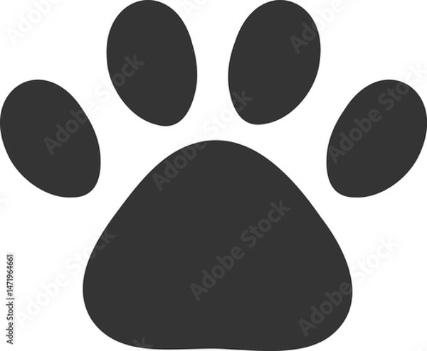 Obraz 肉球のシルエット　アイコン　犬　猫　黒　Dog and cat paw print.