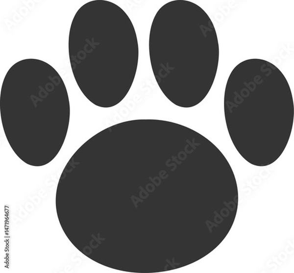 Obraz 肉球のシルエット　アイコン　犬　猫　黒　Dog and cat paw print.