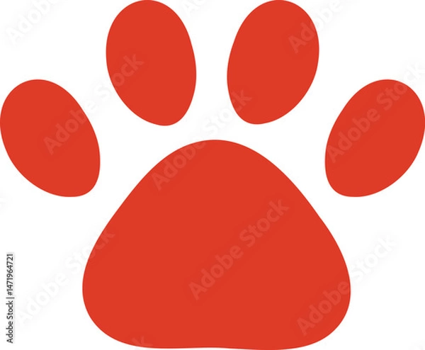 Obraz 肉球のシルエット　アイコン　犬　猫　赤　Dog and cat paw print.