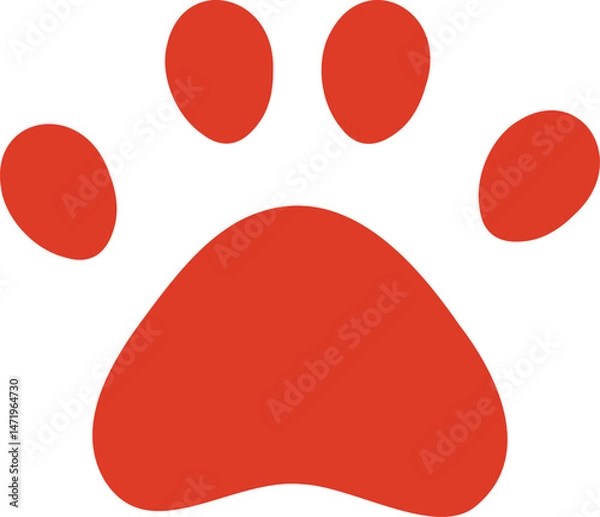 Obraz 肉球のシルエット　アイコン　犬　猫　赤　Dog and cat paw print.