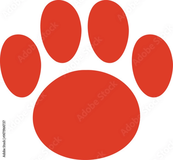 Obraz 肉球のシルエット　アイコン　犬　猫　赤　Dog and cat paw print.