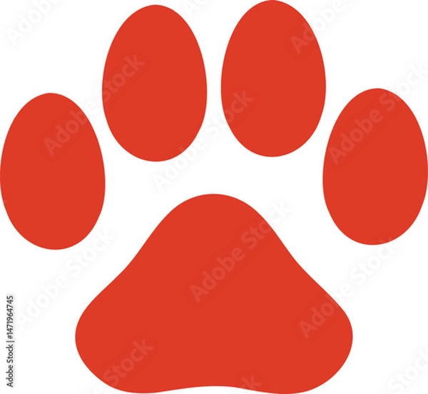 Obraz 肉球のシルエット　アイコン　犬　猫　赤　Dog and cat paw print.