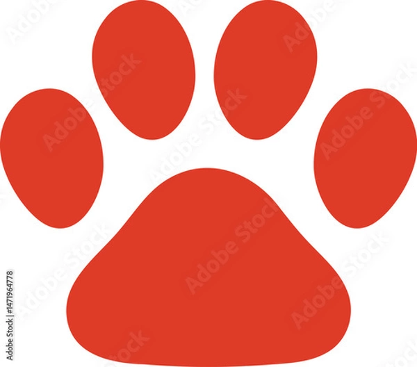 Obraz 肉球のシルエット　アイコン　犬　猫　赤　Dog and cat paw print.