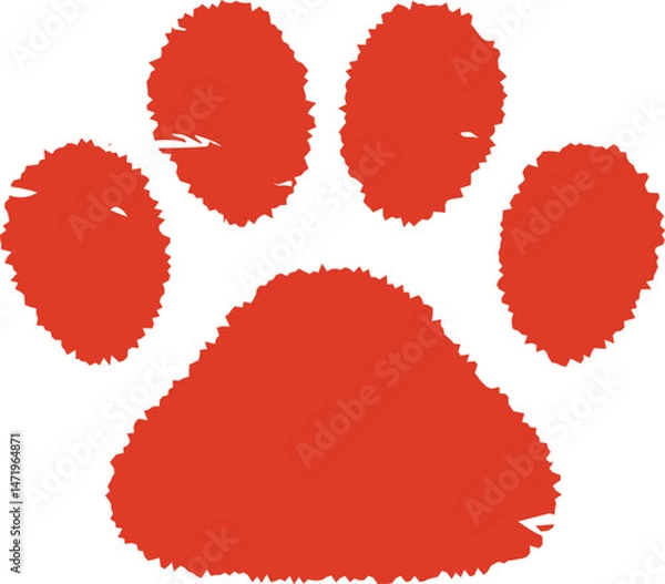 Obraz 肉球のスタンプ・ハンコ　赤　アイコン　犬　猫　赤　Dog and cat paw print.