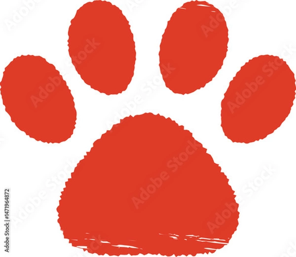 Obraz 肉球のスタンプ・ハンコ　赤　アイコン　犬　猫　赤　Dog and cat paw print.