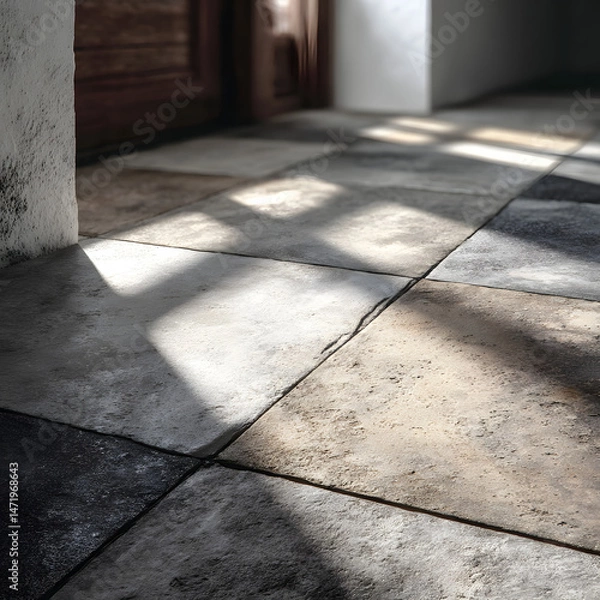 Obraz cement-inspired stone tile floor light industrial