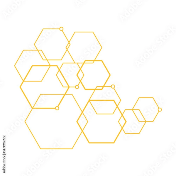 Obraz Abstract Yellow Hexagon Backgorund, Technology polygonal concept