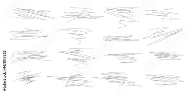 Fototapeta Hand drawn scribbles collection of underline and highlight lines