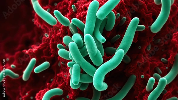Fototapeta Electron Microscopy of Vibrio Vulnificus for Clinical Microbiology Analysis