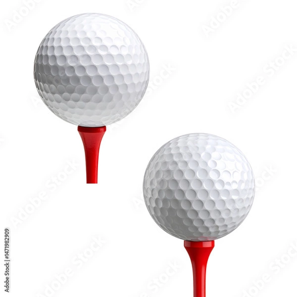 Fototapeta  Golf ball on red tee isolated on transparent background