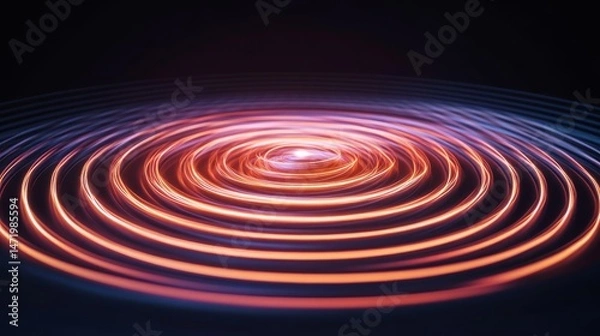 Fototapeta Physics/Communication Concept: Stylized Visualization of Radiating Radio Waves