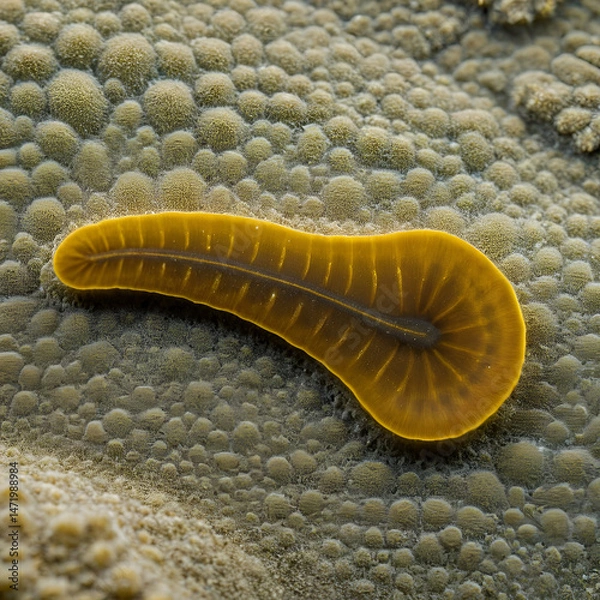 Obraz Planaria flatworm under microscope view.