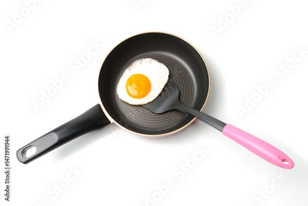 Obraz フライパンで焼いた卵焼きとフライ返し