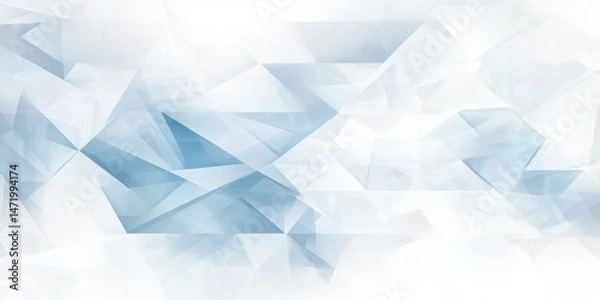 Fototapeta Modern Geometric Low Poly Background with Triangles in Blue and White Color Palette for Digital Design and Creative Presentation Template