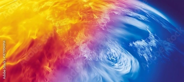 Fototapeta Thermal Image Showing Excessive Heat Retention on Earth’s Surface with Background of Global Warming and Climate Change