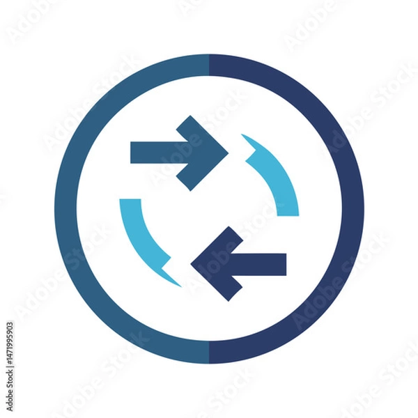 Obraz Split circle arrows icon with directional flow in blue tones