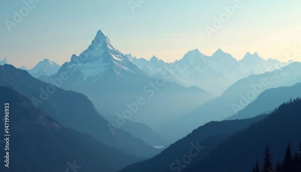 Obraz Scenic Mountain Summit with Panoramic Wilderness View