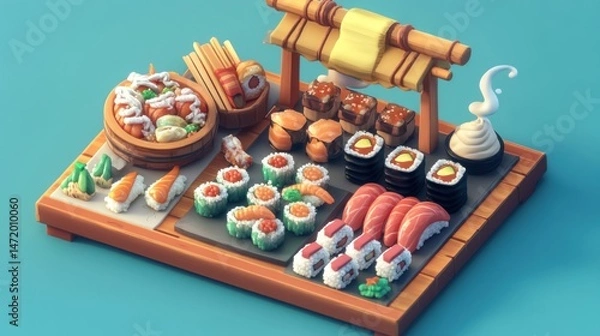 Fototapeta Sushi feast display
